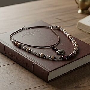 Elegant Brown and Silver Beaded Necklace